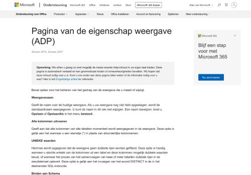 
                            4. Pagina van de eigenschap weergave (ADP) - Access - Office Support