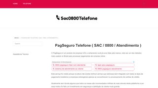 
                            12. PagSeguro Telefone ( SAC / 0800 / Atendimento ) - Sac0800Telefone