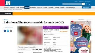 
                            12. Pai coloca filha recém-nascida à venda no OLX - Jornal de Notícias