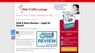 
                            10. Paid 2 Save Review – Legit Or Scam? | Web Traffic Lounge