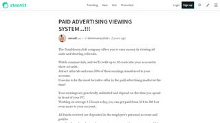 
                            2. PAID ADVERTISING VIEWING SYSTEM...!!! — Steemit