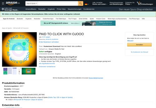
                            5. PAID TO CLICK WITH OJOOO: Amazon.de: Apps für Android