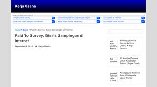 
                            9. Paid To Survey, Bisnis Sampingan di Internet | Kerja Usaha