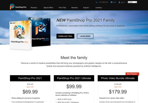 
                            7. PaintShop Pro family - Subscription-free, professional photo editing