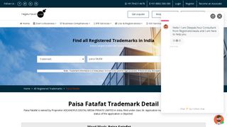 
                            6. Paisa fatafat™ | Application number - 3724565 | Trademark Status of ...