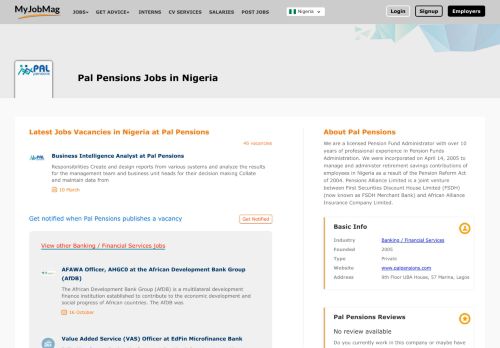 
                            9. Pal Pensions Jobs and Vacancies in Nigeria February 2019 | MyJobMag