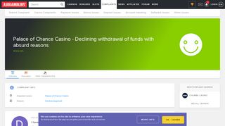 
                            4. Palace of Chance Casino - Declining withdrawal of funds with ...