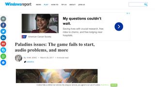 
                            8. Paladins issues: The game fails to start, audio problems, and more