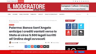 
                            12. Palermo: Banca Sant'Angelo anticipa i crediti vantati verso lo Stato ai ...