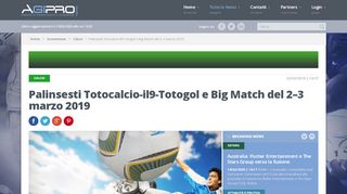 
                            10. Palinsesti Totocalcio-il9-Totogol e Big Match del 2–3 marzo 2019 ...