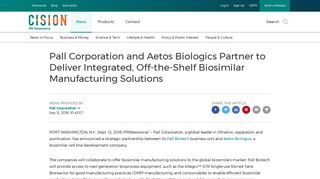 
                            11. Pall Corporation and Aetos Biologics Partner to Deliver Integrated, Off ...