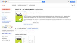 
                            12. Palm Pre: The Missing Manual: The Missing Manual - Resultado da Pesquisa de livros Google