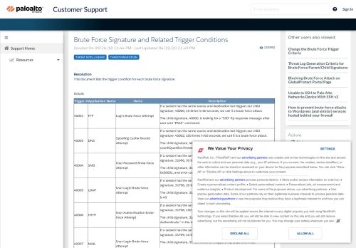 
                            12. Palo Alto Networks Knowledgebase: Brute Force Signature and ...