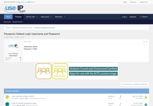 
                            11. Panasonic Default Login Username and Password | IP CCTV Forum for ...