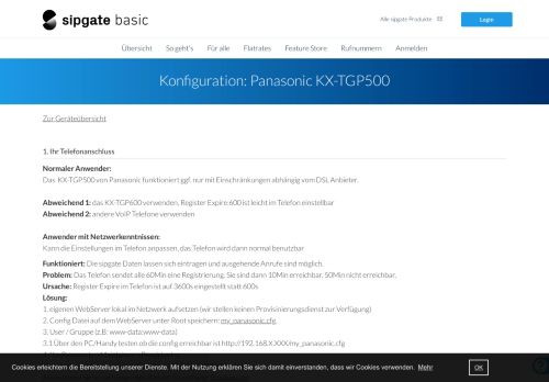 
                            12. Panasonic KX-TGP500 - Konfigurationsanleitung für Ihr Telefon ...