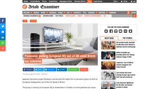 
                            10. Panasonic pulling European HQ out of UK amid Brexit tax concerns ...