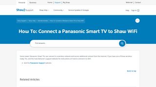 
                            9. Panasonic Smart TV - Connecting to WiFi | Shaw Support