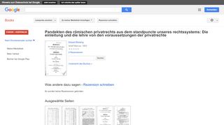 
                            6. Pandekten des römischen privatrechts aus dem standpuncte unseres ... - Google Books-Ergebnisseite