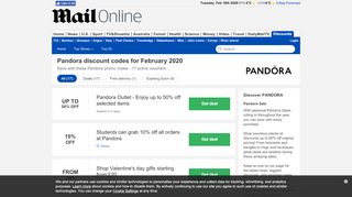 
                            8. PANDORA Discount Codes + Vouchers → UP TO 50% OFF - Daily Mail
