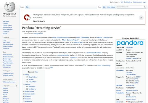 
                            12. Pandora Radio - Wikipedia