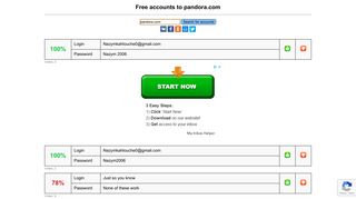 
                            9. pandora.com - free accounts, logins and passwords