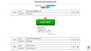 
                            8. pandora.com - free accounts, logins and passwords