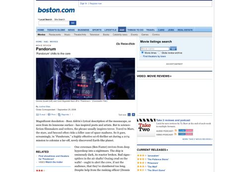 
                            11. 'Pandorum' movie review - 'Pandorum' showtimes - The Boston Globe
