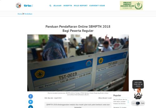 
                            2. Panduan Pendaftaran Online SBMPTN 2018 Bagi Peserta Reguler ...