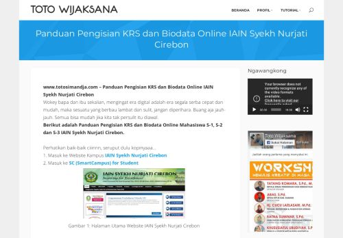 
                            9. Panduan Pengisian KRS dan Biodata Online IAIN Syekh Nurjati Cirebon