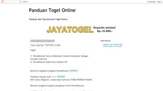 
                            9. Panduan Togel Online: Cara Daftar TOTOST.COM