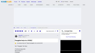
                            10. Panggilan kerja via JOOBLE | KASKUS