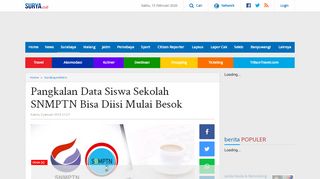 
                            13. Pangkalan Data Siswa Sekolah SNMPTN Bisa Diisi Mulai Besok - Surya