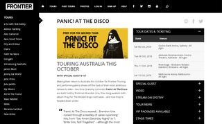 
                            11. Panic! At The Disco 2018 Australia Tickets, Concert ... - Frontier Touring