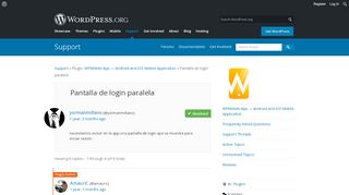 
                            12. Pantalla de login paralela | WordPress.org
