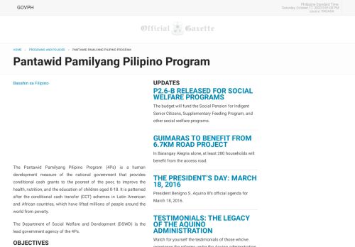 
                            10. Pantawid Pamilyang Pilipino Program | Official Gazette of the Republic ...