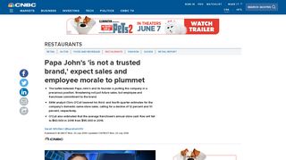 
                            12. Papa John's 'is not a trusted brand,' sales, employee morale will fall