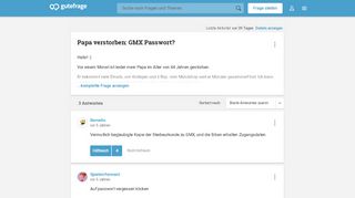 
                            8. Papa verstorben: GMX Passwort? (E-Mail, Tod, Mail) - Gutefrage