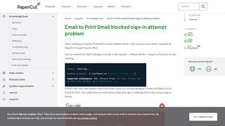 
                            11. PaperCut KB | Email to Print Gmail blocked sign-in attempt problem
