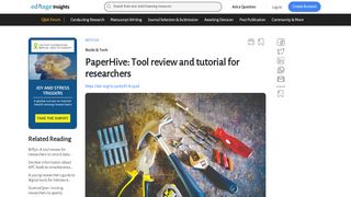 
                            5. PaperHive: Tool review and tutorial for researchers | Editage Insights