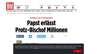 
                            9. Papst Franziskus erlässt Protz-Bischof Tebartz-van Elst Millionen ...
