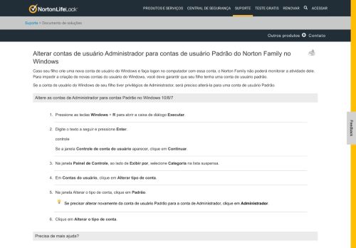 
                            11. Para alterar de contas de usuário Administrador para contas de ...