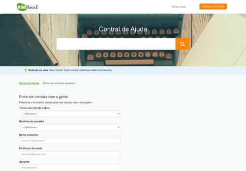 
                            4. Para entrar em contato - vivalocal