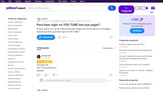 
                            13. Para fazer login no YOU TUBE tem que pagar? | Yahoo Respostas