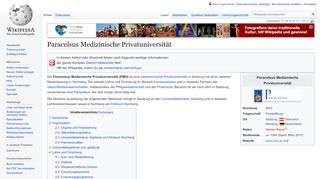 
                            8. Paracelsus Medizinische Privatuniversität – Wikipedia