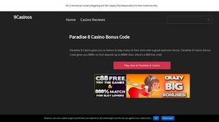 
                            10. Paradise 8 Casino Bonus Code - Get 88€ Free + 888% Bonus ...