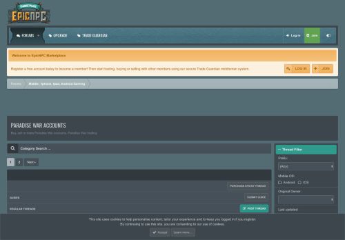 
                            3. Paradise War Accounts | EpicNPC Marketplace