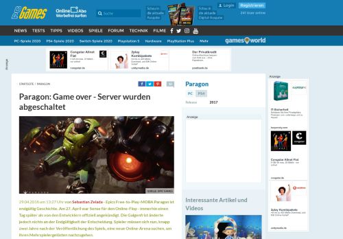 
                            5. Paragon: Game over - Server wurden abgeschaltet - PC Games