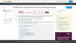 
                            12. Parallel Plesk - Getting a 404 error on my wordpress homepage ...