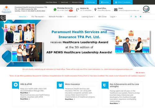 
                            10. Paramount Health Services & Insurance TPA Private Limited