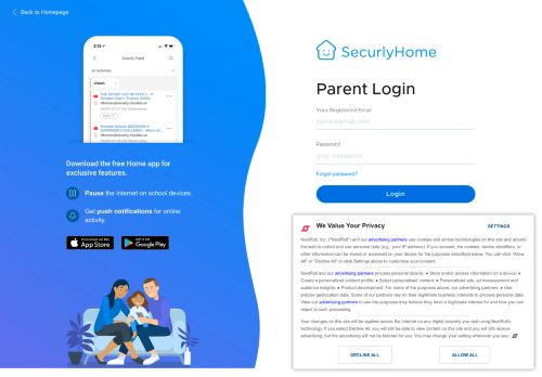 
                            11. Parent Login Page - Securly